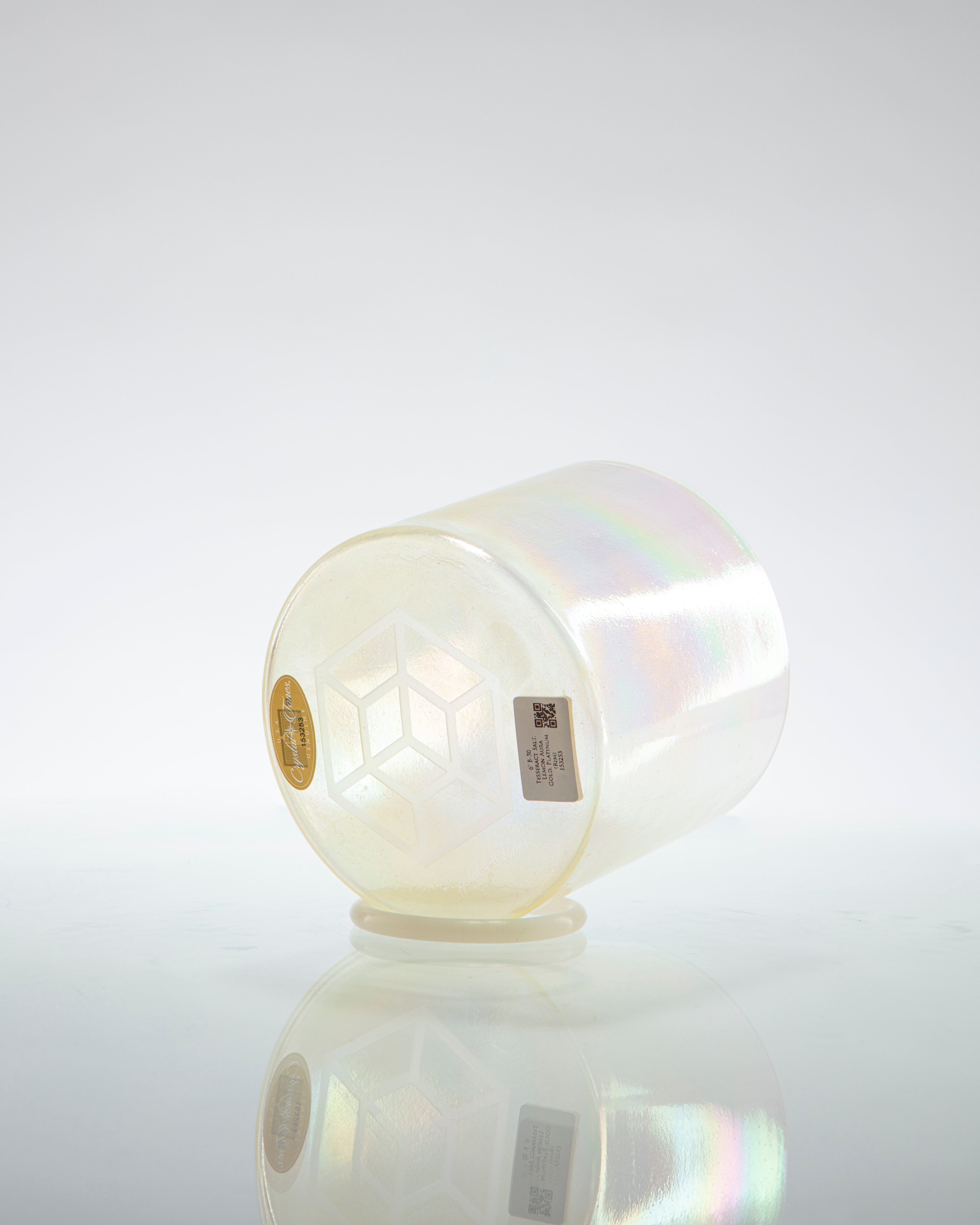Tesseract Salt, Lemon Aura Gold & Platinum (Rim) Alchemy™ by Crystal Tones® by Crystal Tones® 6" B-50