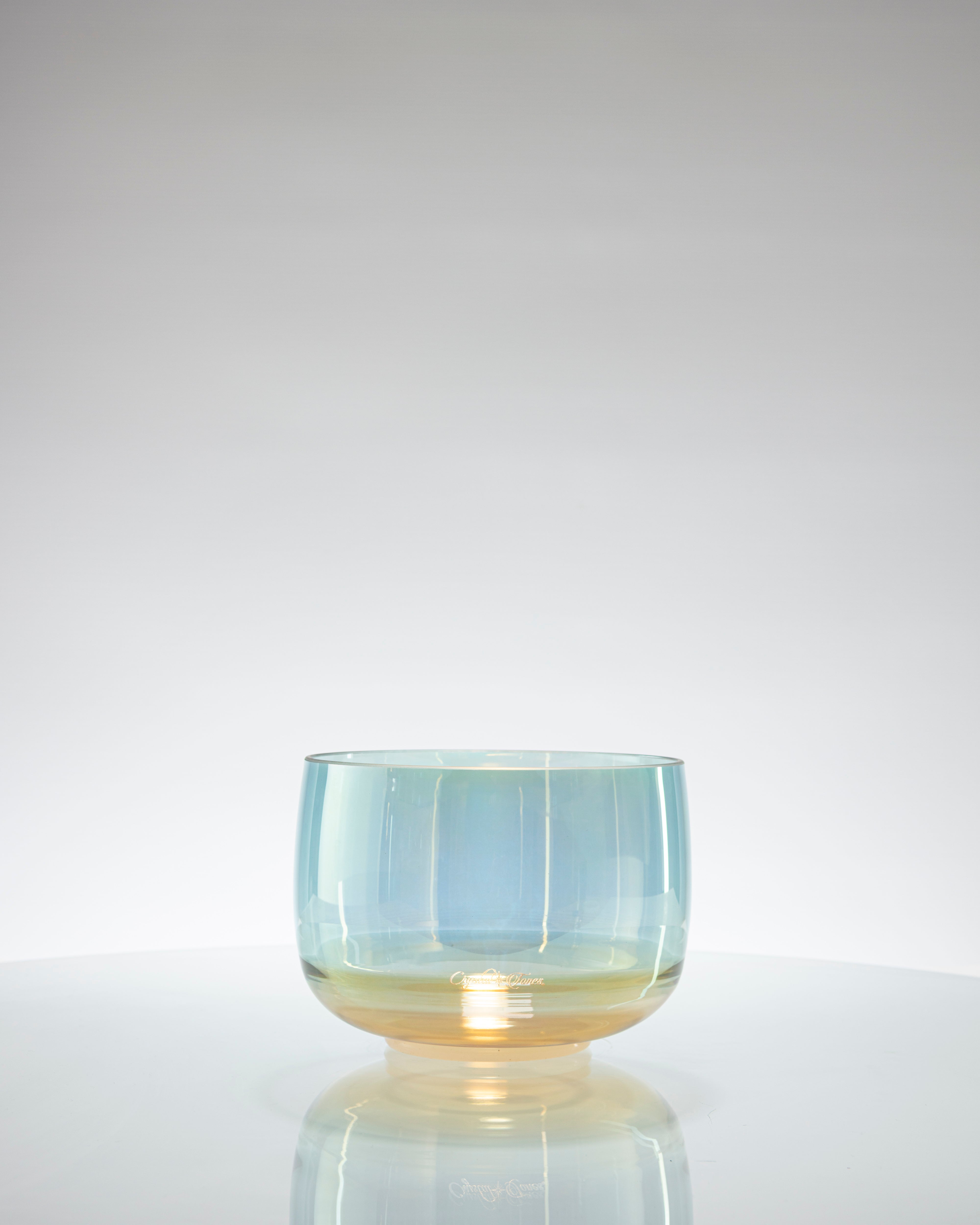 Supergrade™ Aqua Aura Gold & Grandmother (Base) Alchemy™ Crystal Tones® Quartz Temple Singing Bowl 8" F-30