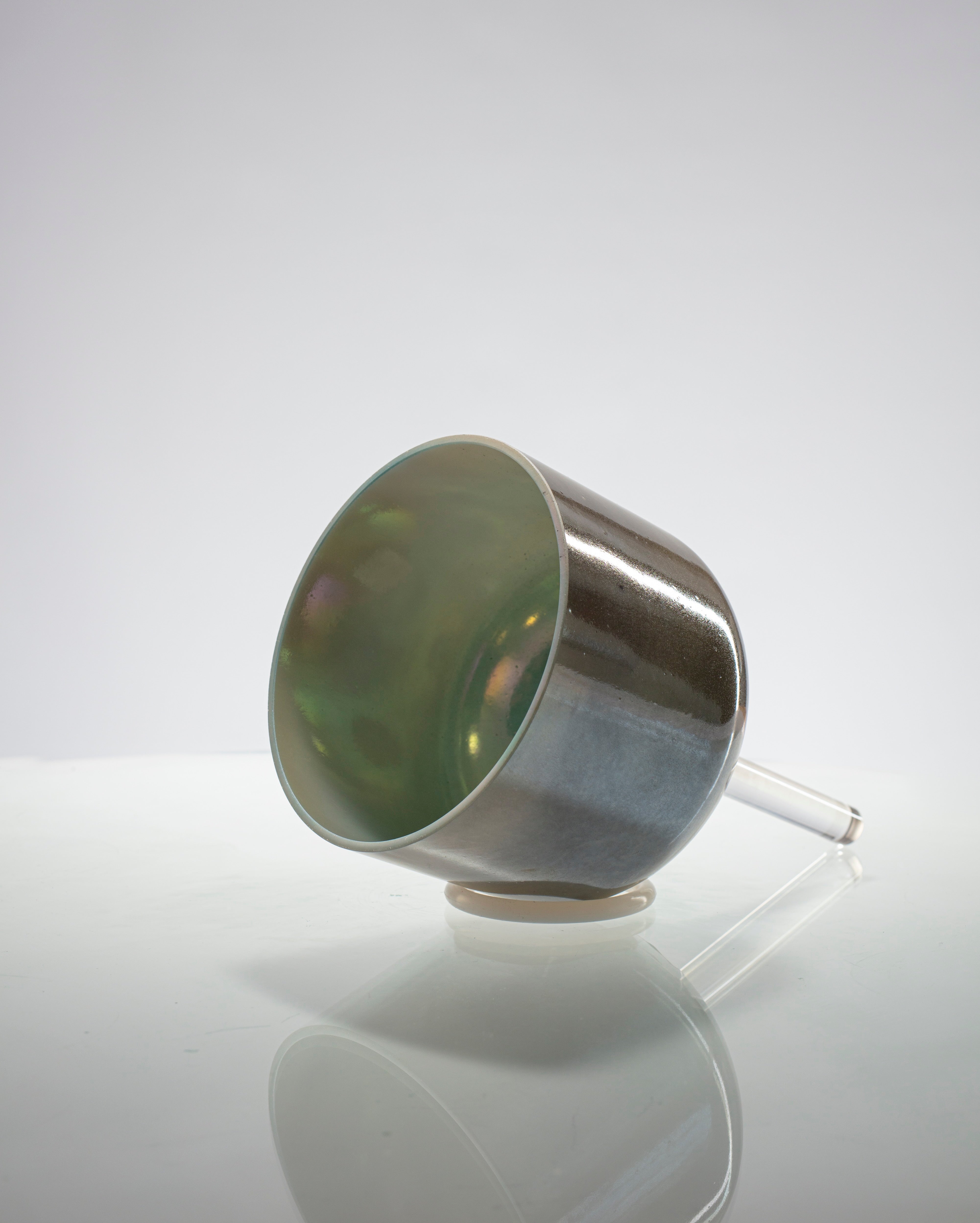 Pre-Loved Moldavite, White Light Angel Gold w/ Ocean gold (inside) Alchemy™ Practitioner Bowl® by Crystal Tones® 7" A+45