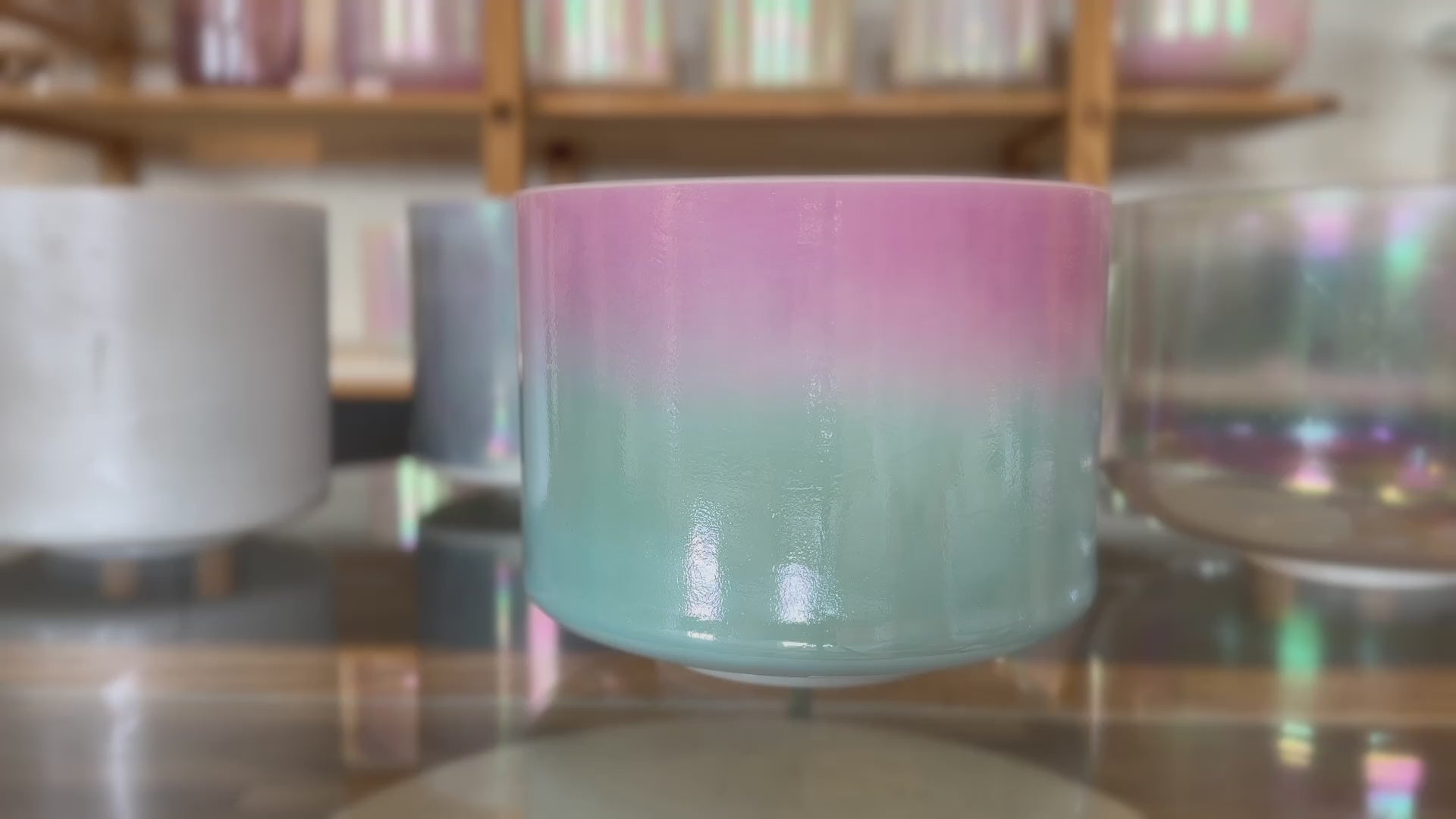 Load video: Ocean Gold &amp; Pink Ocean Gold (Rim) Alchemy™ Crystal Tones® Singing Bowl 9" C-50