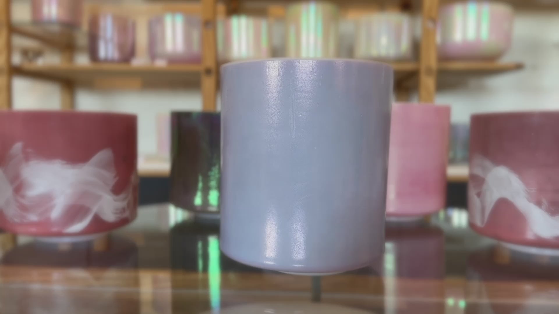 Load video: Ocean Indium &amp; Pink Ocean Gold Alchemy™ by Crystal Tones® 8" D+40