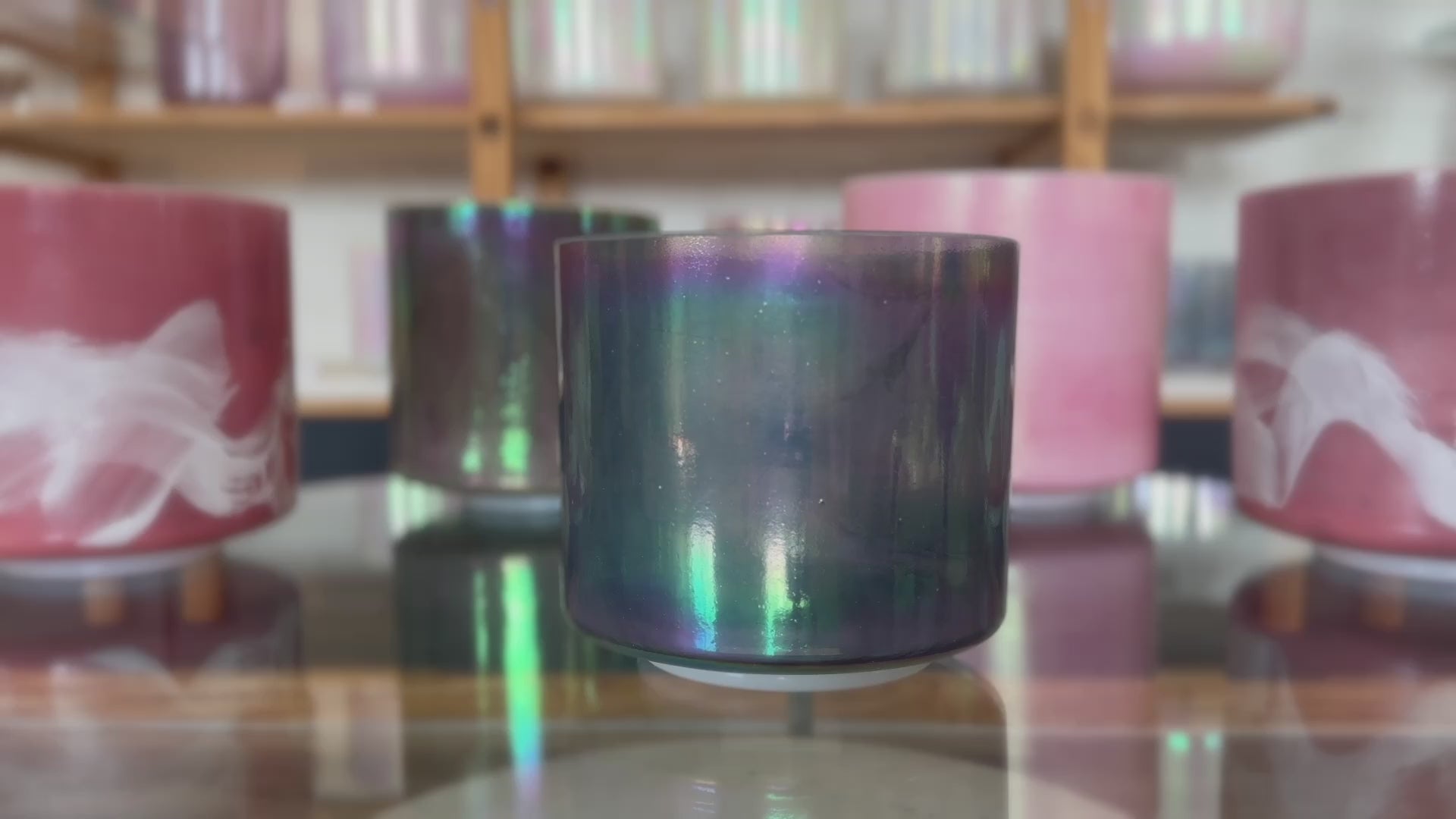 Load video: Celestite &amp; Platinum Alchemy™ Crystal Tones® Singing Bowl 7" C-45