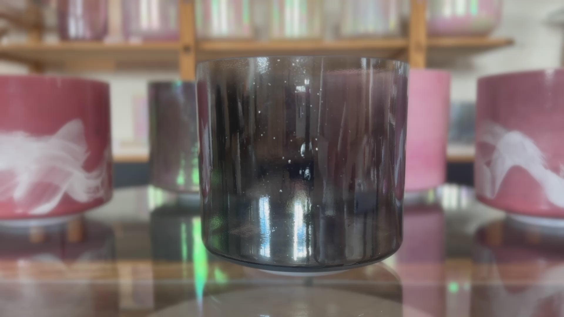 Load video: Celestite &amp; Palladium Alchemy™ Crystal Tones® Singing Bowl 8" A-15