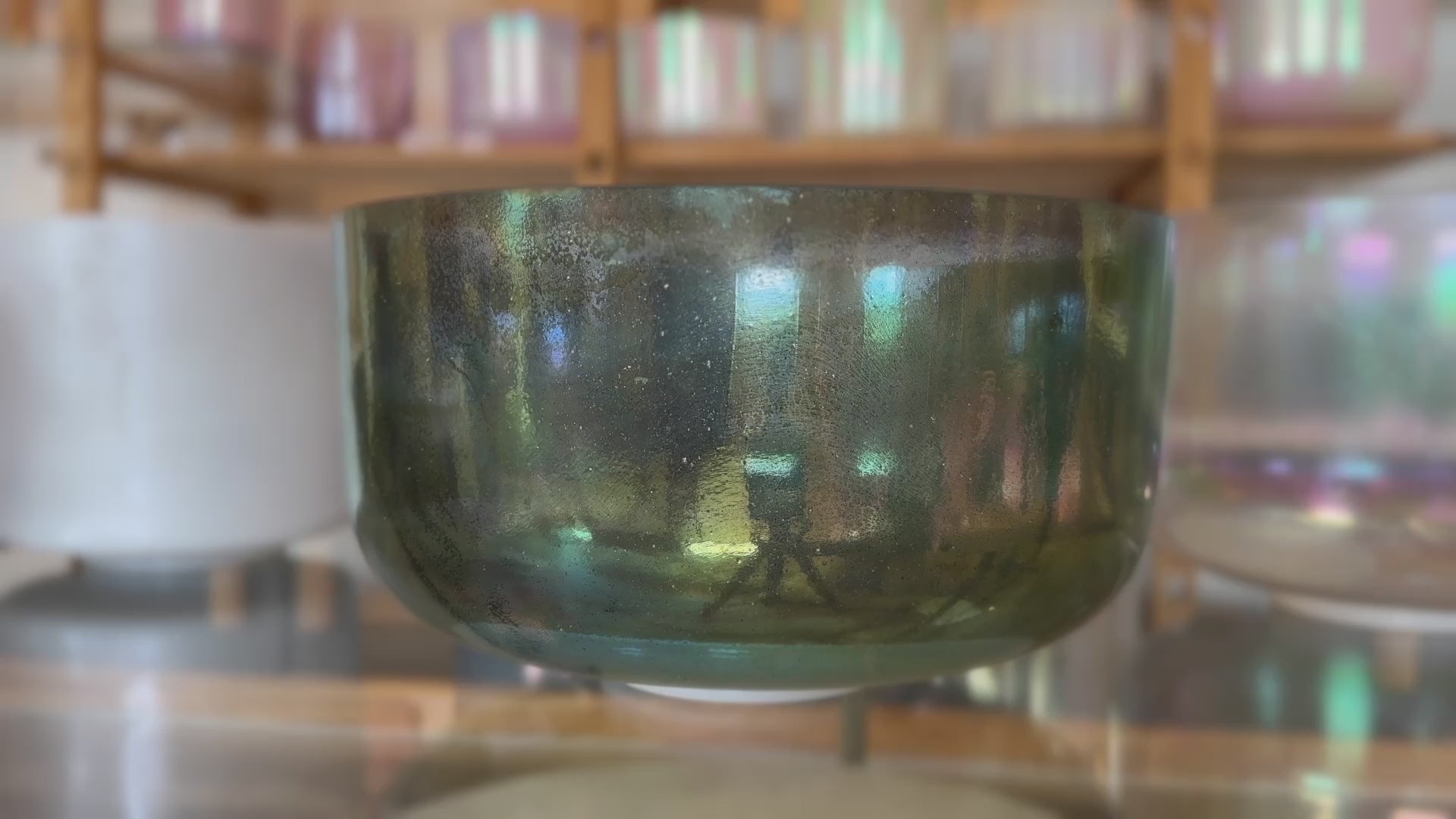 Load video: Malachite &amp; Platinum Alchemy™ Crystal Tones® Singing Bowl 12" E+15