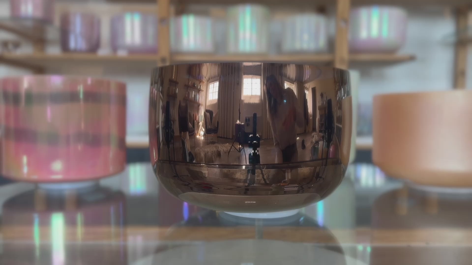 Load video: Tibetan Quartz Copper Supergrade Alchemy™ Crystal Tones® Singing Bowl 10" D#-45