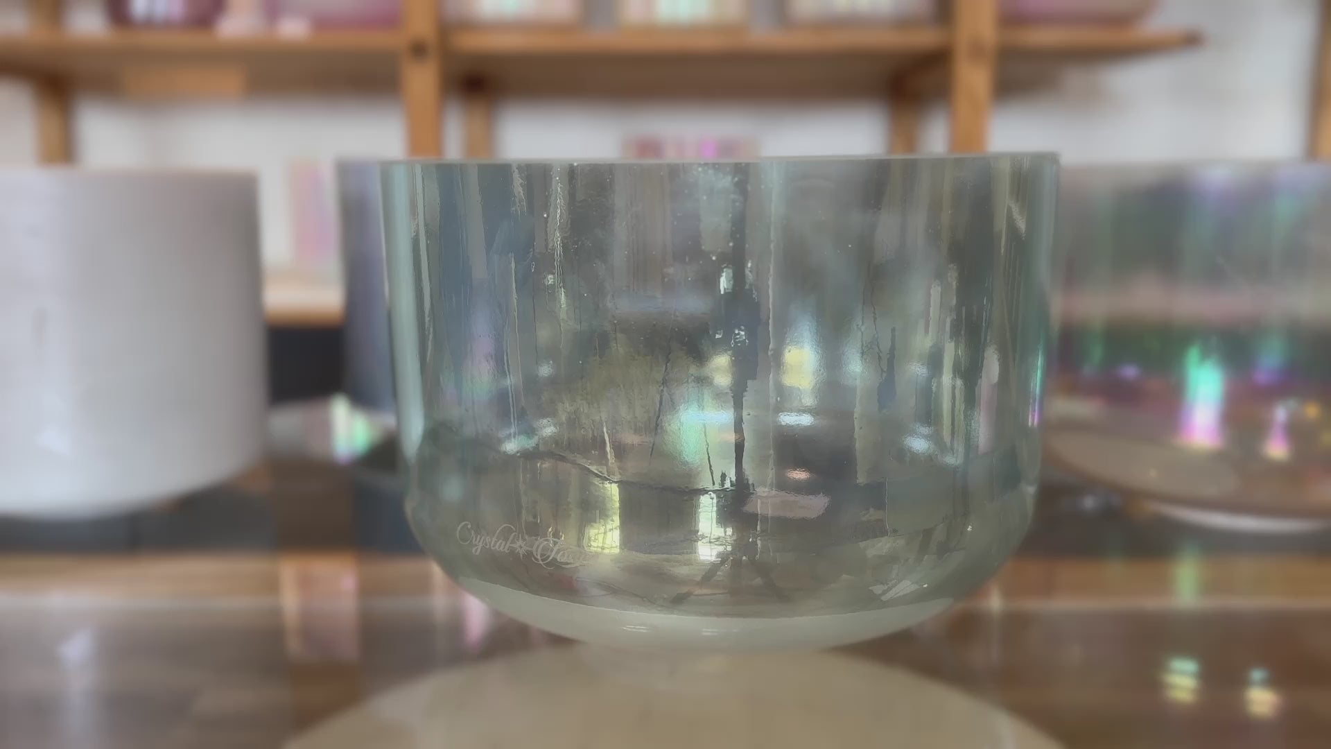 Load video: Aqua Aura Gold Alchemy Crystal Tones® Singing Bowl 10" A+45