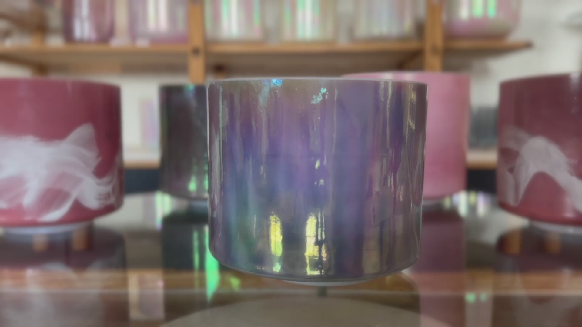 Load video: Labradorite &amp; Platinum Alchemy™ Crystal Tones® Singing Bowl 8" D#-40