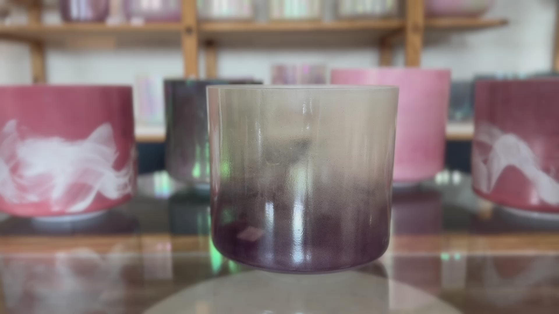 Load video: Dead Sea Salt, Lemon Aura Gold &amp; Lavender Aura Gold (Base) Alchemy™ Crystal Tones® Singing Bowl 8" G-45